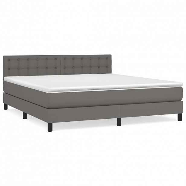 vidaXL Box spring postel s matrací šedá 180x200 cm umělá kůže