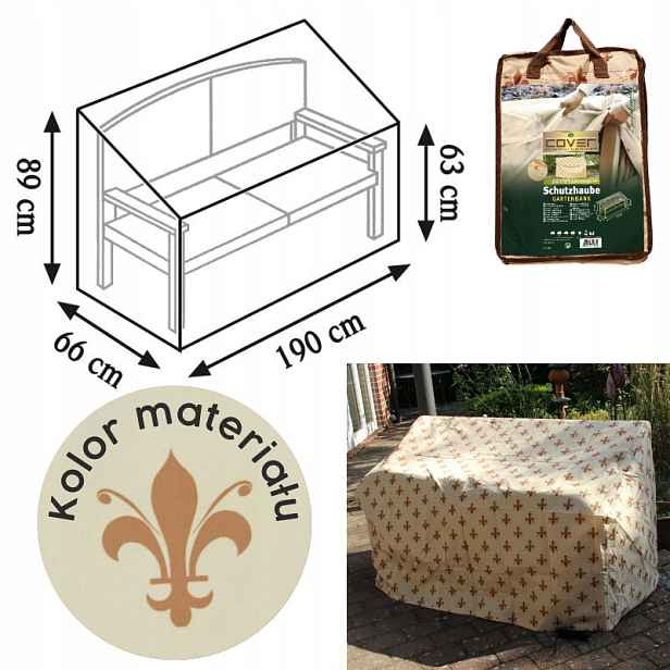 Obal na zahradní lavičku pro 4 osoby 190 x 66 x 83 cm béžový se vzorem
