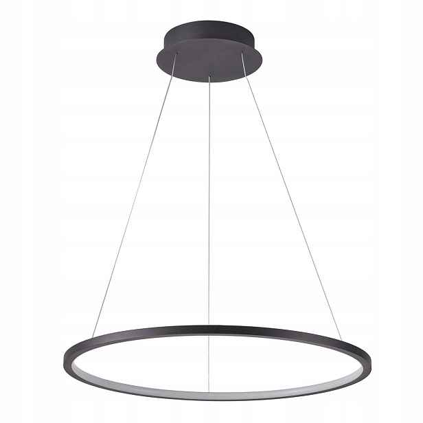 Vinola, Moderní černá závěsná lampa, Led kroužek, 58W, 4640LM, 100 cm