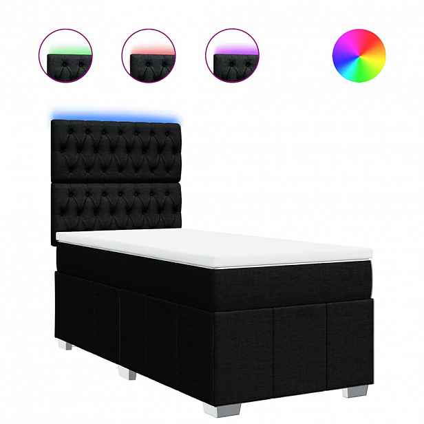 vidaXL Box spring postel s matrací černá 100 x 200 cm textil