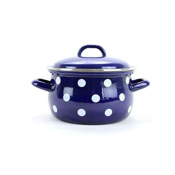 BELIS - Hrnec a poklice 18cm modrý puntík