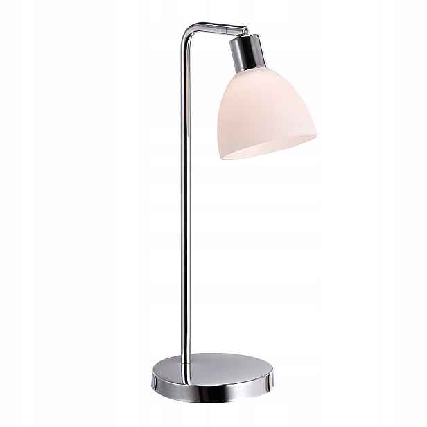 Chromová stolní lampa Ray s ohebným ramenem a bodovým světlem v pracovně Nordlux