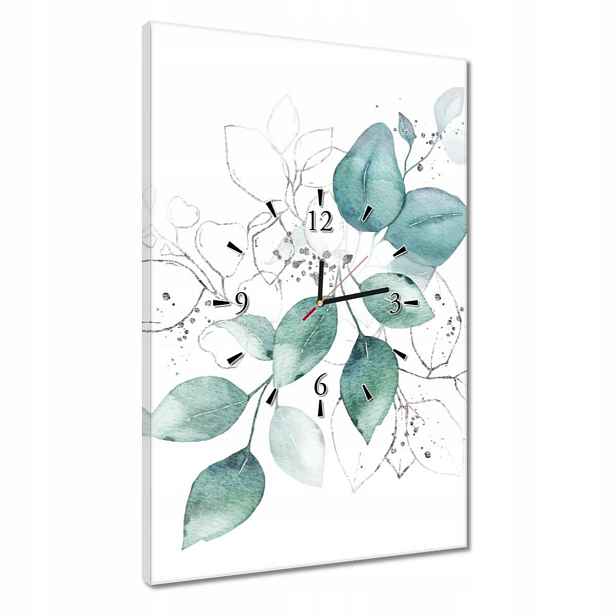 Hodiny 40x60 Eucalyptus stříbrné