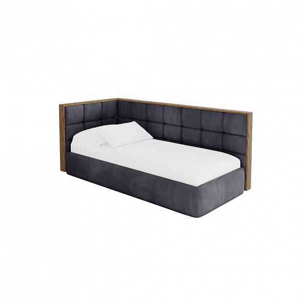 ALTDECOR JEDNOLŮŽKOVÁ POSTEL pro mládež s úložným prostorem, vpravo - SOVY 80x200 tmavě šedá