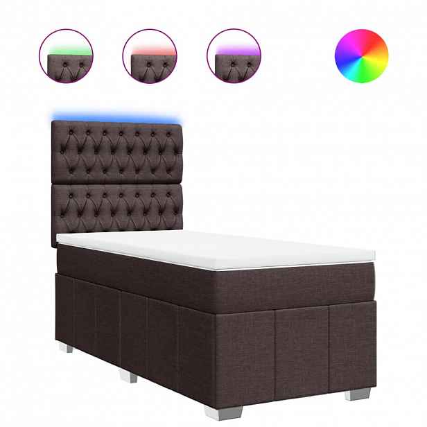vidaXL Box spring postel s matrací tmavě hnědá 100 x 200 cm textil