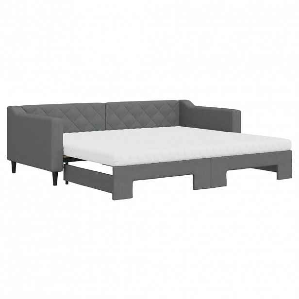 vidaXL Válenda s přistýlkou a matracemi tmavě šedá 90 x 200 cm textil