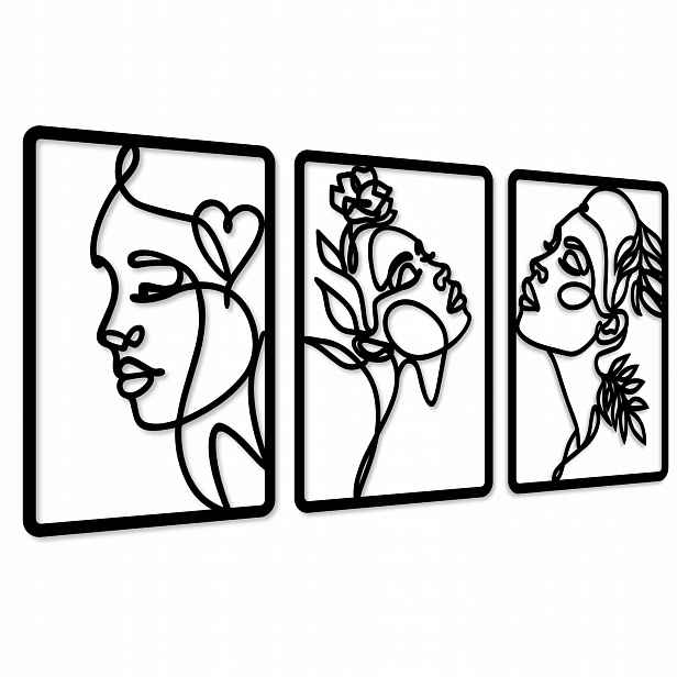 Ažurový Obraz Obrazy Do Obývacího Pokoje Velký Triptych Ozdoba Ženy Tváře Žena