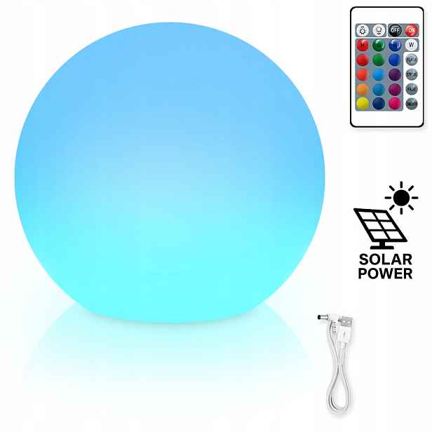 Led Zahradní Lampa Solární koule Rgb 30 cm zapichovací pozemní bílá mléčná