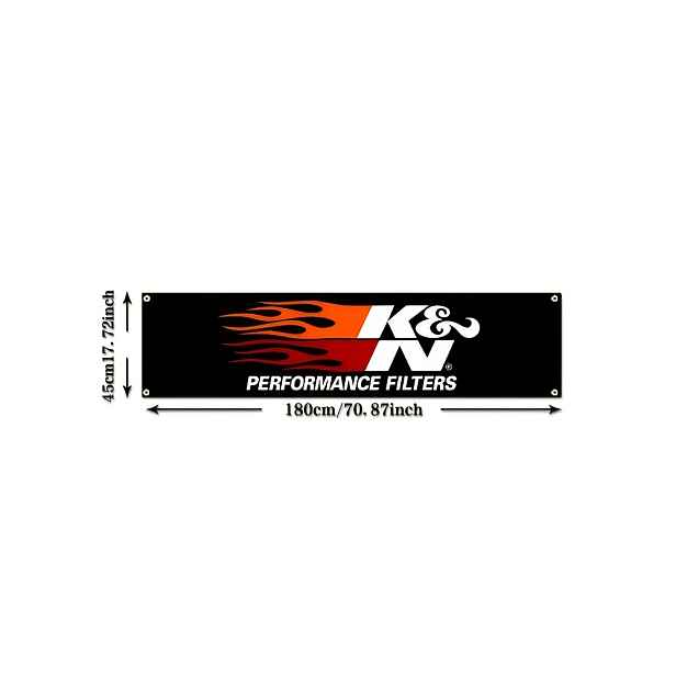 TEMU Dynamický exuberantní banner s Kk-K&Ns, 1 ks, polyesterová digitální tisk, pro reklamu v garáži , dekorace na sváteční párty, závěsný banner na