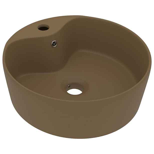 vidaXL Luxusní umyvadlo s přepadem matné krémové 36 x 13 cm keramické