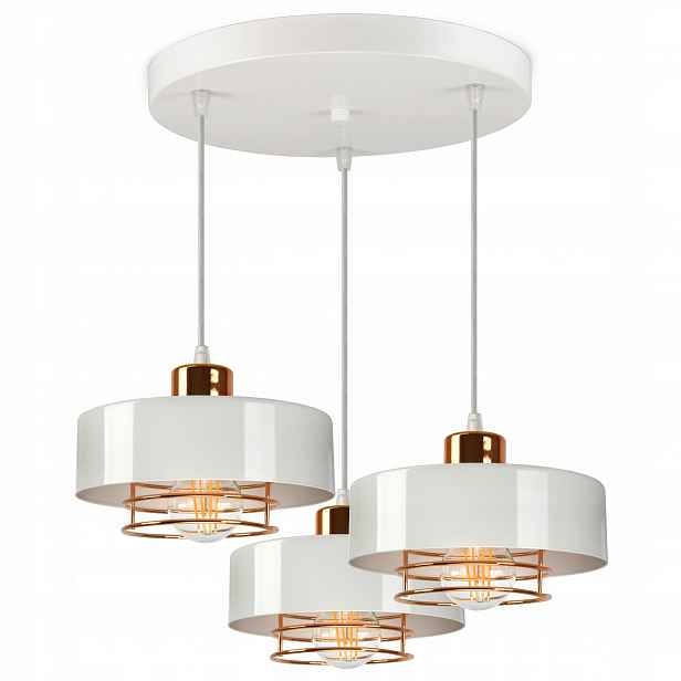 Závěsná Lampa Stropní Lustr Bílá Měď Loft