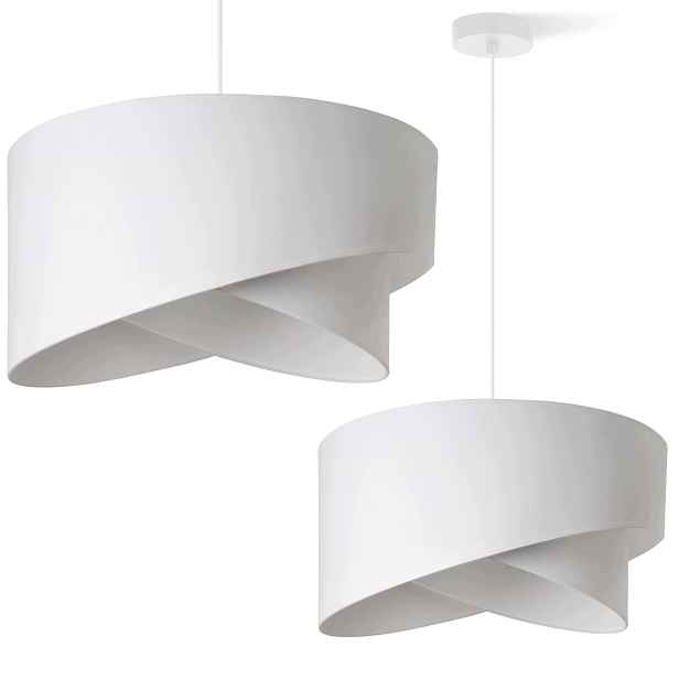 Závěsná Stropní Lustrová Lampa Se Stínítkem, Šikmo Bílá, Vhodná Do Ložnice Obývacího Pokoje