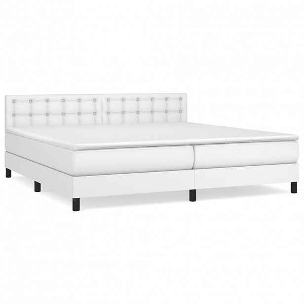 vidaXL Box spring postel s matrací bílá 200x200 cm umělá kůže