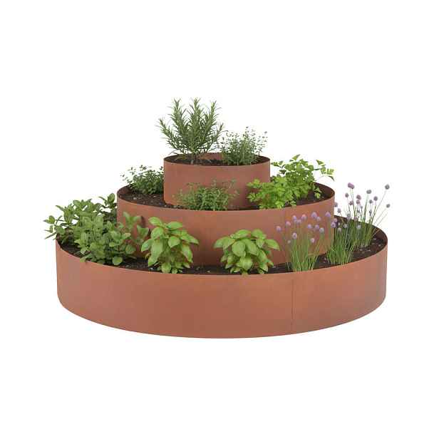 Relaxdays SPIRÁLA na bylinky hnědá ocel rezavý vzhled 3-dílná 120 cm