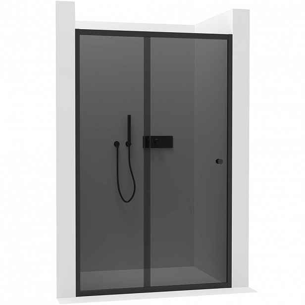 Sprchové posuvné dveře Varone POINT L/P - 6 mm - černá matná, grafitové sklo - 160x195 cm