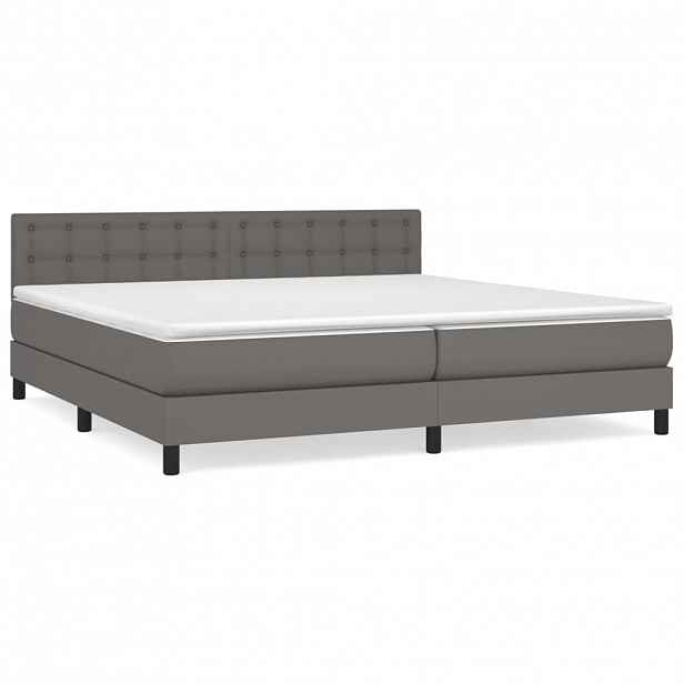 vidaXL Box spring postel s matrací šedá 200x200 cm umělá kůže