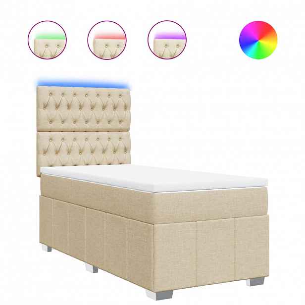 vidaXL Box spring postel s matrací krémová 100 x 200 cm textil