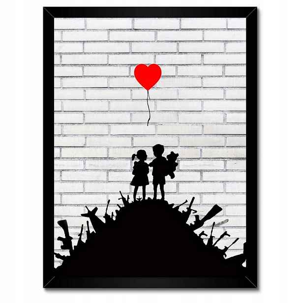 Plakáty v rámu 30x40 Banksy Sterta zbraně Balon