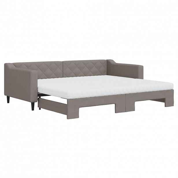 vidaXL Válenda s přistýlkou a matracemi taupe 90 x 200 cm textil