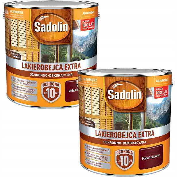 Set Sadolin Extra 2x2,5L Ochranný Lak Na Dřevo Tmavý Mahagon 5L