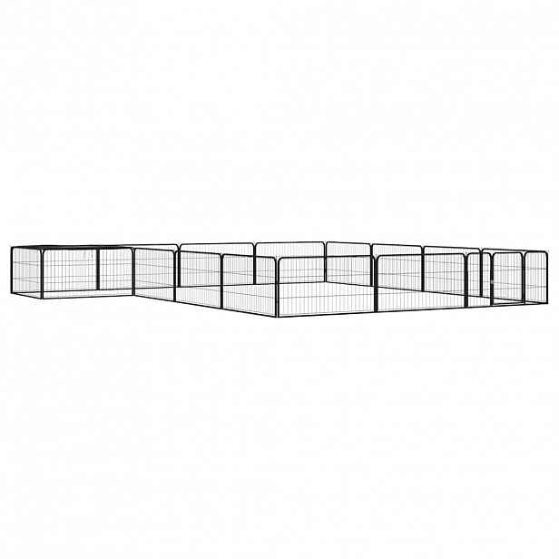 vidaXL 16panelová ohrádka pro psy černá 100 x 50 cm práškovaná ocel