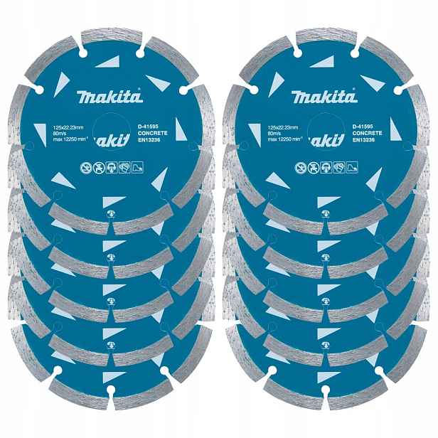 10 ks diamantových kotoučů na betonu a granit, 125 mm, Makita [D-41595-10]