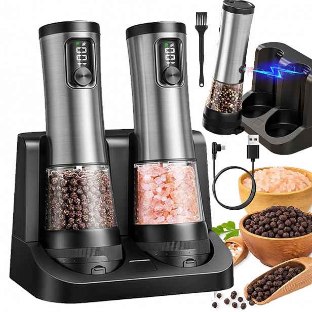 Elektrický mlýnek na pepř a koření s Led regulací, sada 2 ks