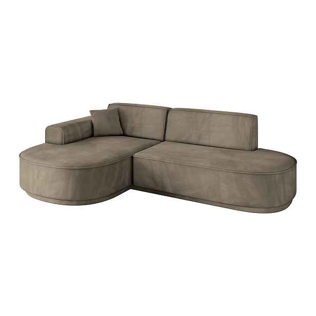 ALTDECOR ROHOVÁ SEDAČKA s otomanem, levá MARI-L1-v3 243x171x83 Hnědá Velur