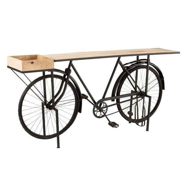 Černý konzolový stolek retro kolo Bicycle - 190*36*84cm J-Line by Jolipa