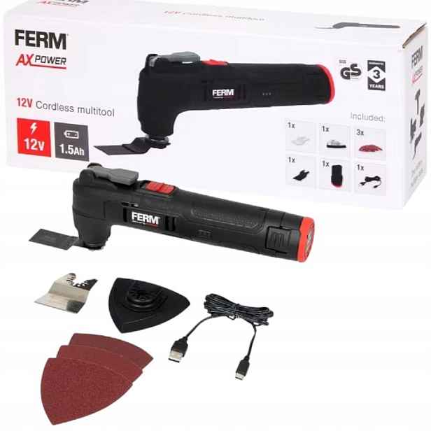 Multifunkční Akumulátorová Bruska Multitool Ferm 12V 1,5Ah OTM1018