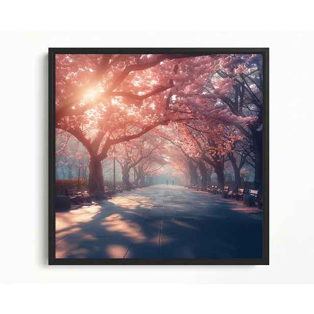 Obraz Rama Americká Krabička Pohled Japonsko Park Stromy Višeň Alejka 50x50