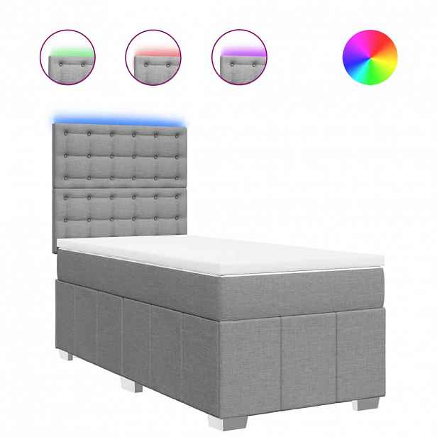 vidaXL Box spring postel s matrací světle šedý 100 x 200 cm textil