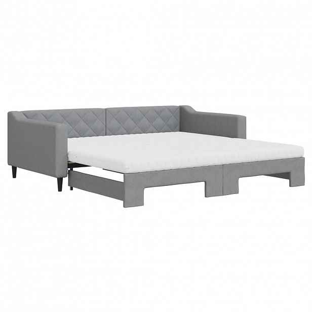 vidaXL Válenda s přistýlkou a matracemi světle šedá 100x200 cm textil