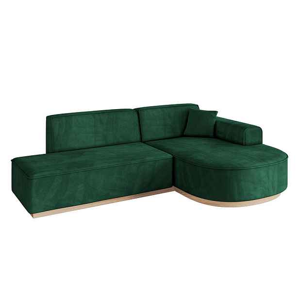 ALTDECOR ROHOVÁ SEDAČKA s otomanem, pravá ARRIO-L1 243x171x83 Zelená Velur