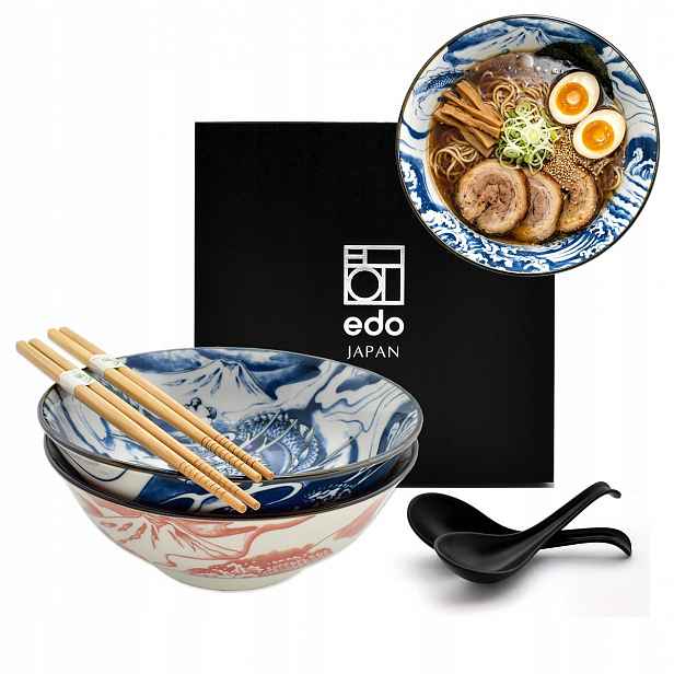 Sada 2 misek s lžícemi a paličkami Ramen Dragon 19.2 cm 900 ml MIX Box