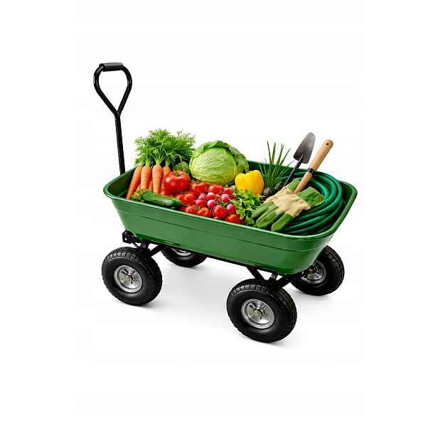 Zahradní Transportní Vozík 90L 150KG Sklopný Ruční Vozík S Pumpovanými KOly Strong