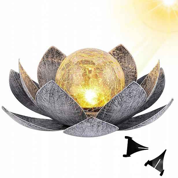 Lampičky Zahradní solární lampy Led Zapichovací solární lampa Lotus do zahrady