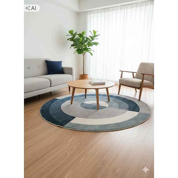 Koberec kulatý do obývacího pokoje 160 cm, vícebarevný, měkké štětiny, plyšový