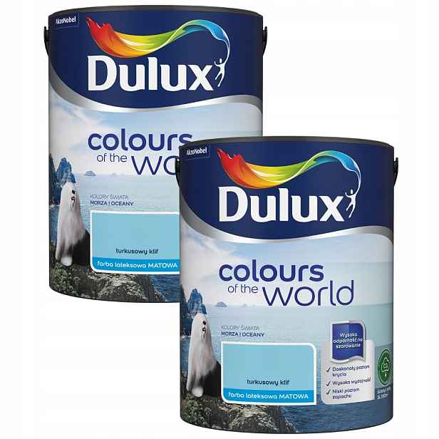 Set Dulux Barvy Světa 2x5L Barva Latexová Emulze Tyrkysová Klif 10L