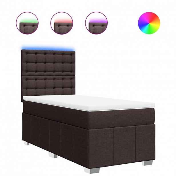 vidaXL Box spring postel s matrací tmavě hnědá 100 x 200 cm textil