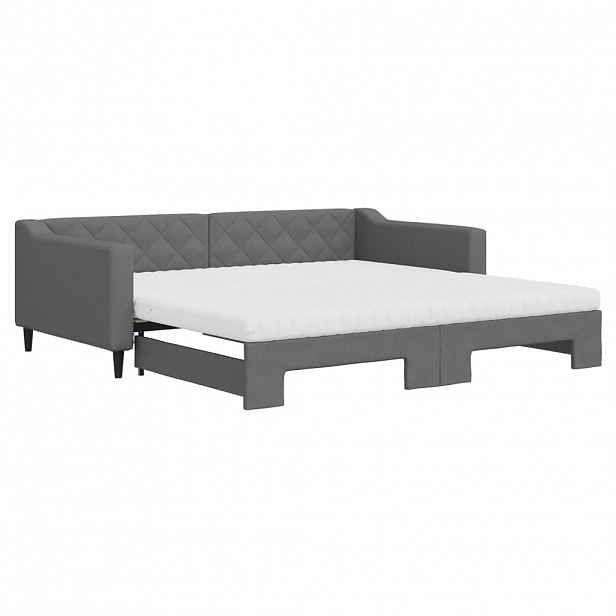 vidaXL Válenda s přistýlkou a matracemi tmavě šedá 100 x 200 cm textil