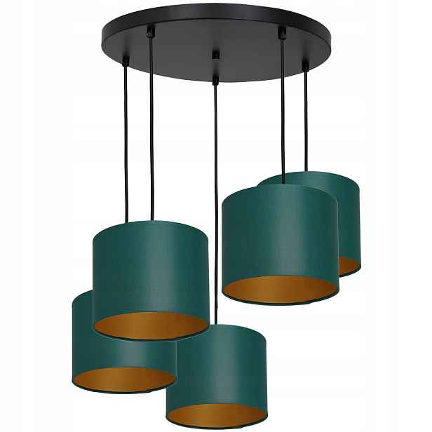 Luminex Závěsná lampa Arden 5xE27 Zeleno-zlatá kulatá 15W