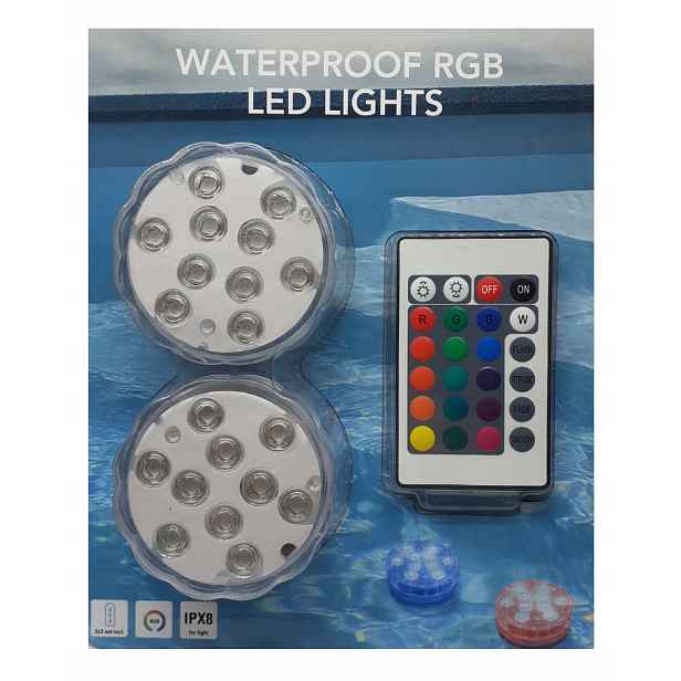 Osvětlení Akvária Lampy Do Bazénu 2 Ks Voděodolné IPX8 Led Pilot Rgb