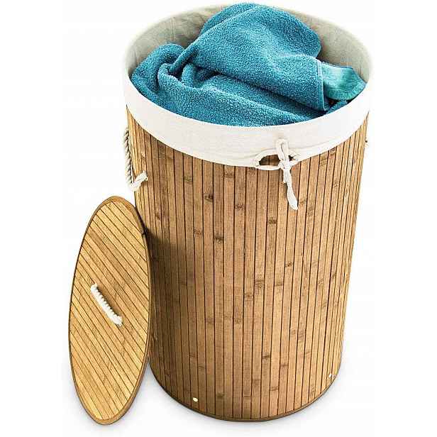 Volně stojící bambusový koš na prádlo Relaxdays 70 l béžový