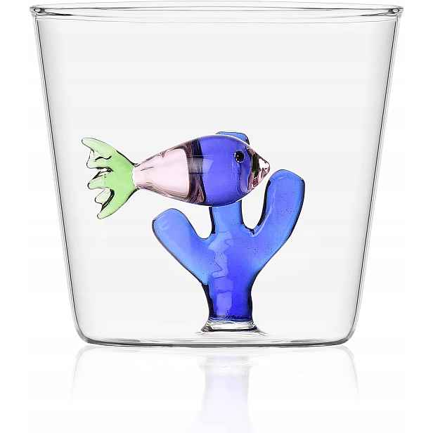 Ichendorf Tumbler Sklenice 35CL Ručně Vyráběná Růžové Ryby Modré