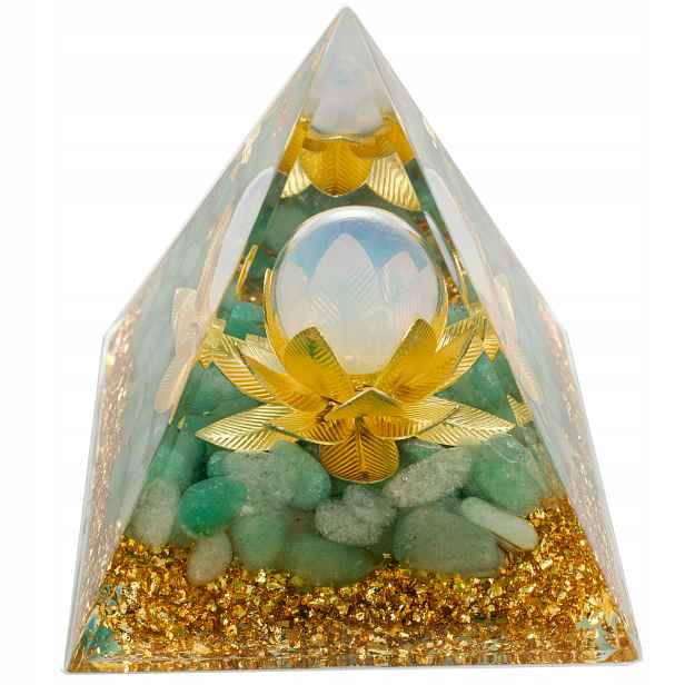 Orgonitová Pyramida Lotosový Květ Jadeit Feng Shui Bioenergie Čakry 5 cm