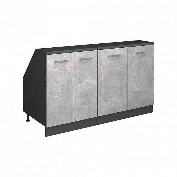 Vicco SADA SKŘÍNÍ PRO ŠIKMOU STŘECHU Rion Beton 140 cm Sada 2 korpusů skříně hloubka 60 cm