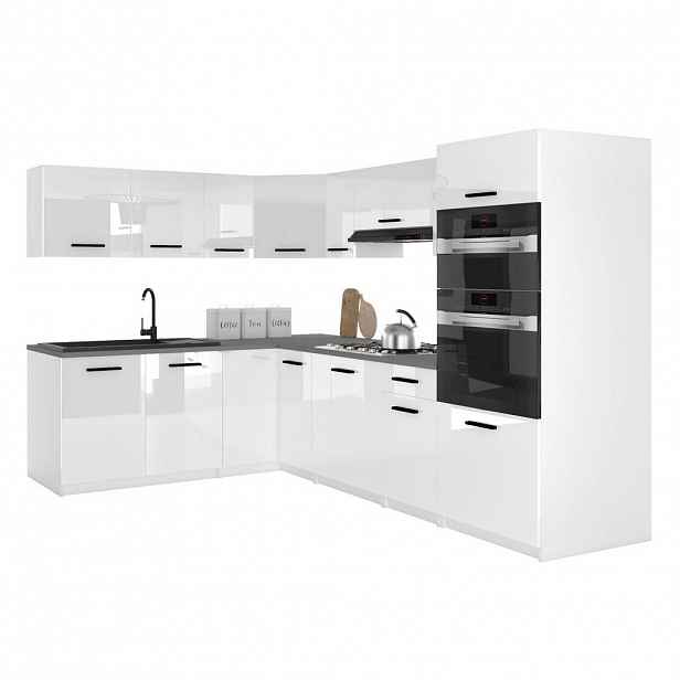 B BELINI GROUP KUCHYŇSKÁ LINKA Italia 8 420 cm , s pracovními deskami, Bílá lesklá