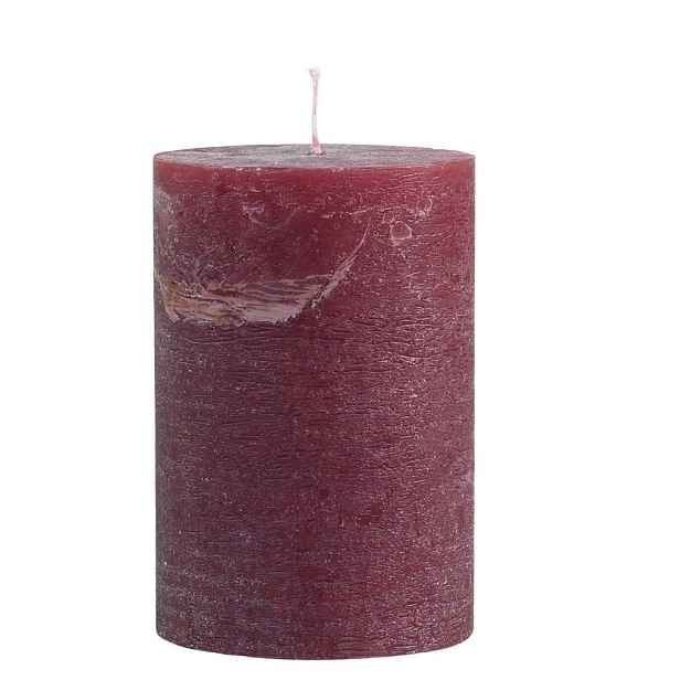 Červená široká svíčka Macon Rustic red - Ø 10*15cm/ 90h Chic Antique