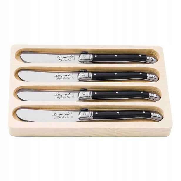 Laguiole Style de Vie Laguiole Premium nože na máslo 4 ks, rukojeť, černá